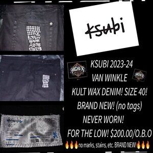 Men's BIG AND TALL KSUBI SIZE 40 VAN WINKLE KULT WAX DENIM!!!